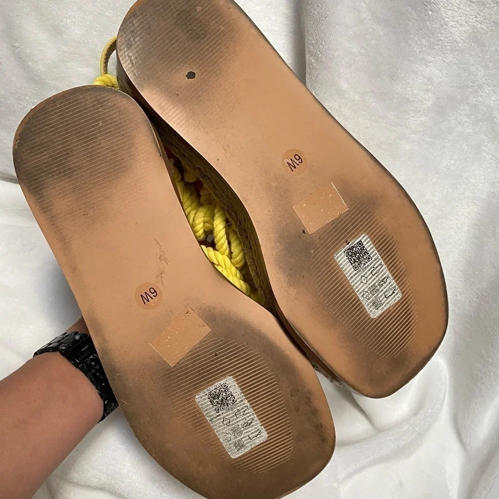 Asos Design yellow rope platform espadrilles size 6